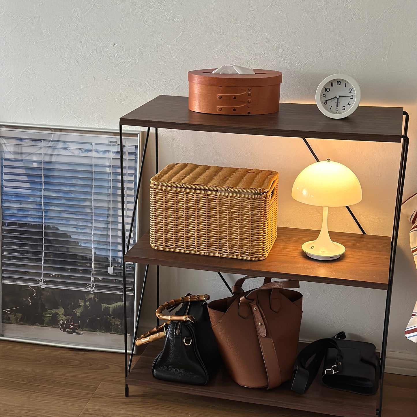 ラタン調手編み収納バスケット