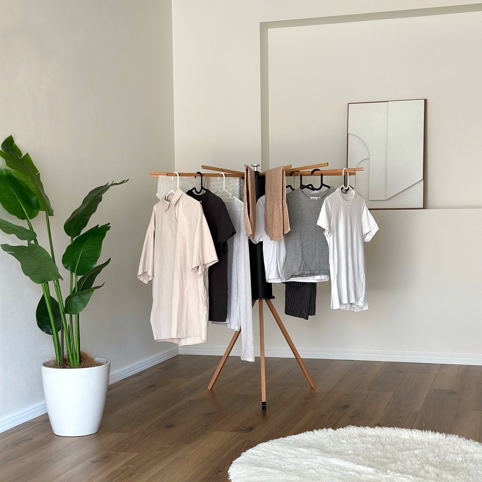 コンパクト物干しスタンド ウッドタイプ