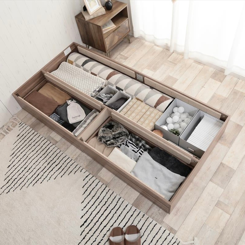 [シングル]ヘッドレス収納付ベッドフレーム