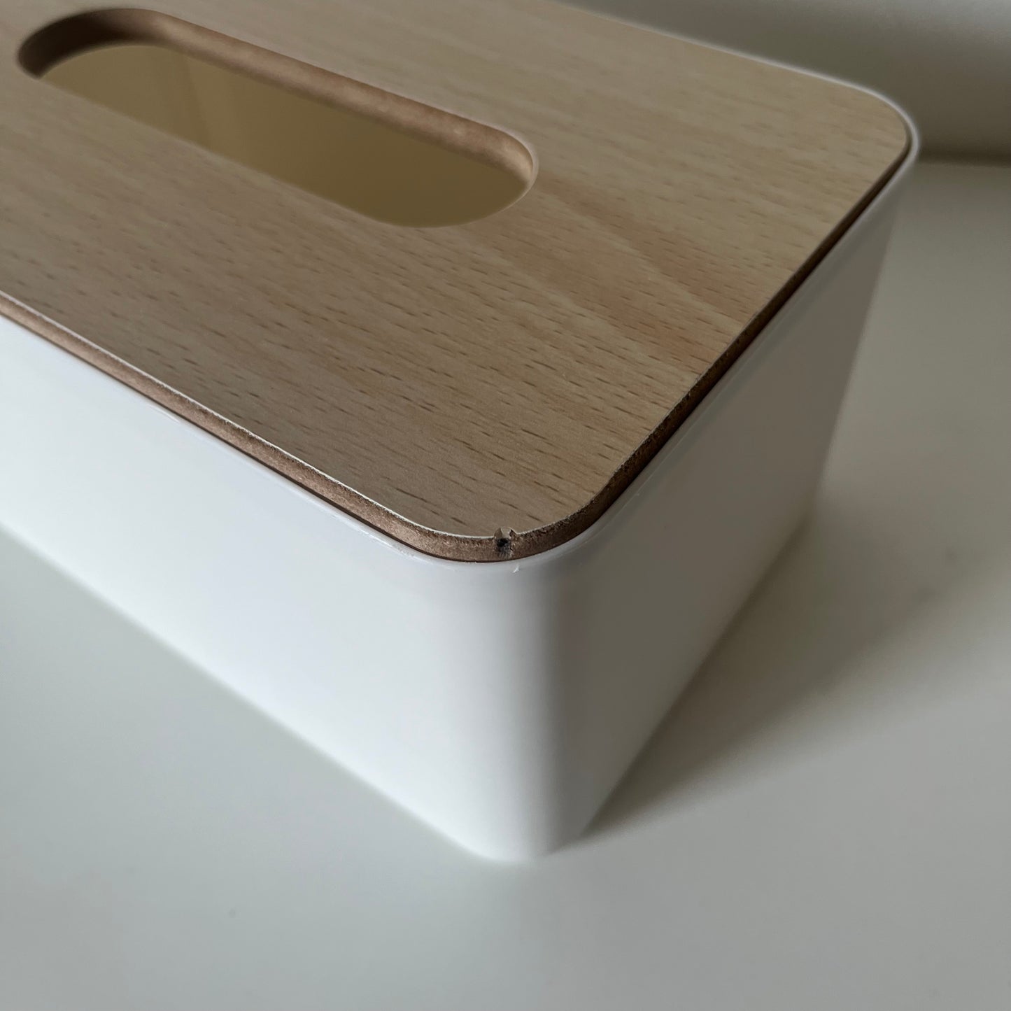 【outlet】シンプルウッド蓋ティッシュケース ホワイト