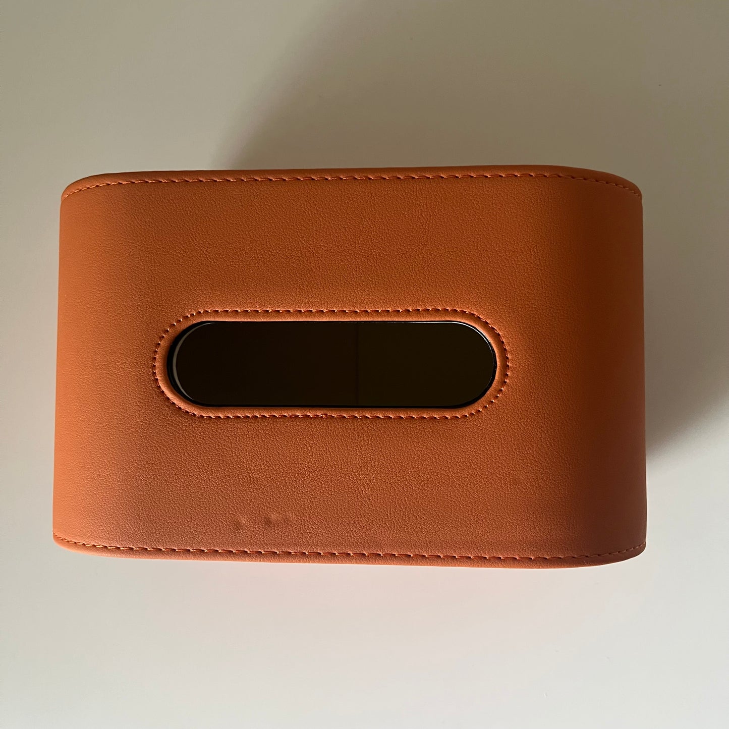【outlet】楕円レザー調ティッシュケース オレンジ