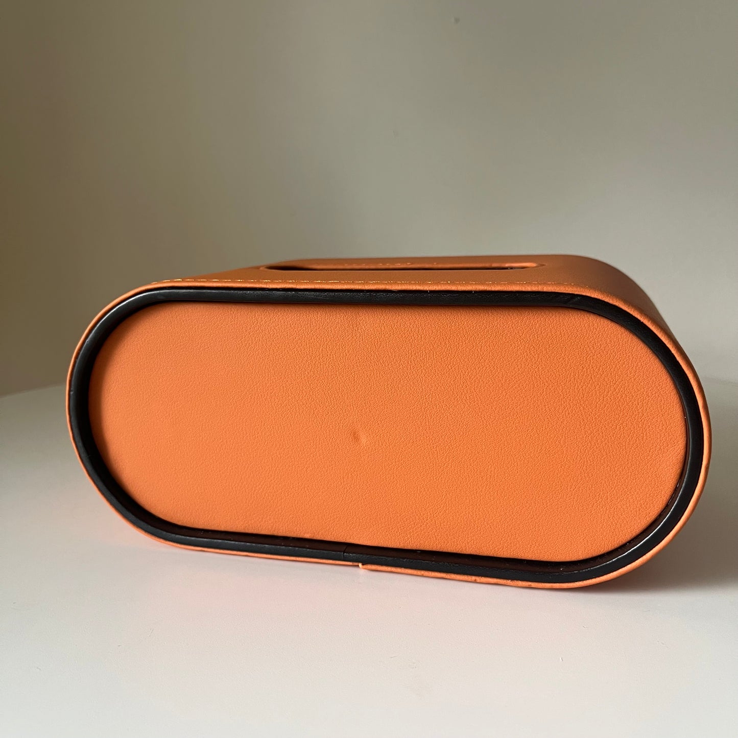 【outlet】楕円レザー調ティッシュケース オレンジ