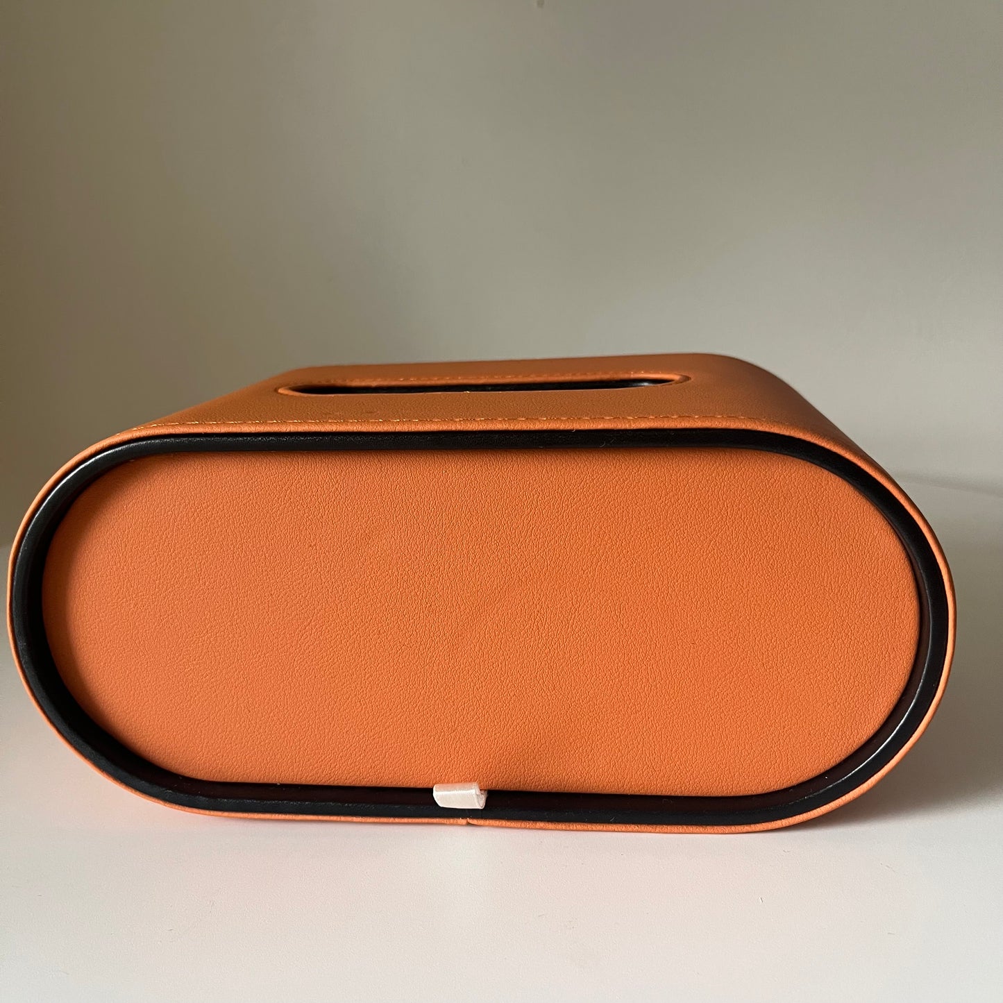 【outlet】楕円レザー調ティッシュケース オレンジ