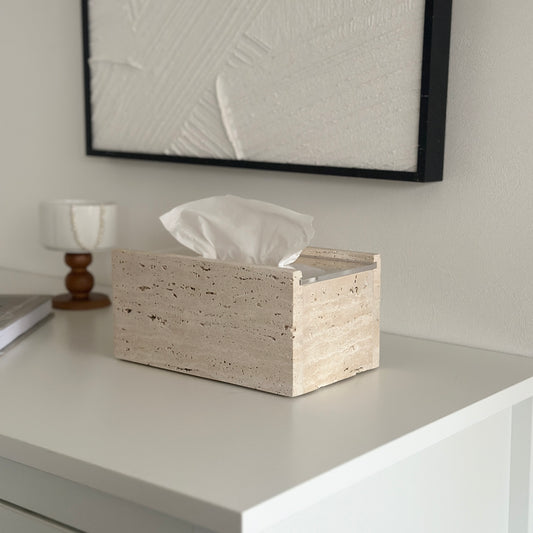 トラバーチンの長方形のティッシュケース