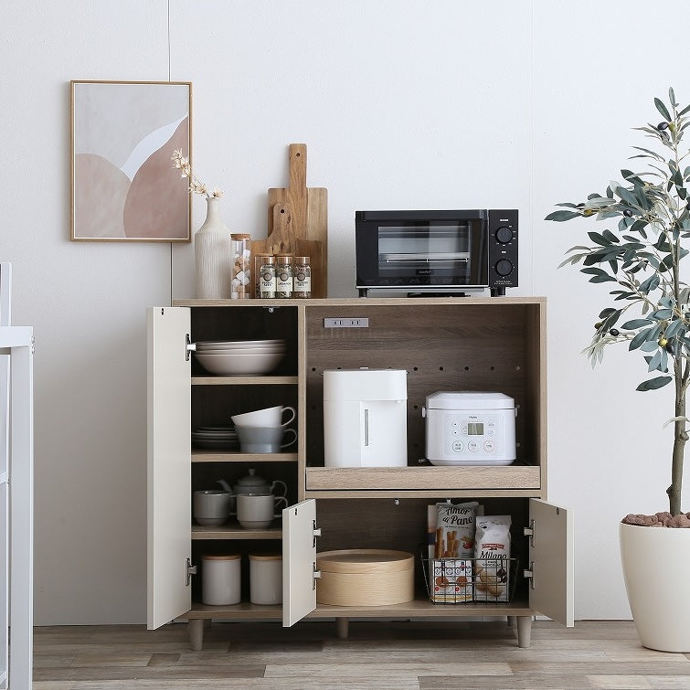 キッチンシェルフ 木目調レンジ台 キッチンシェルフ｜[幅86cm]バイカラーレンジ台 - territory