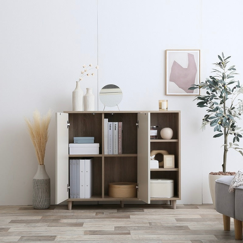 ナチュラルバイカラー縦開きキャビネット