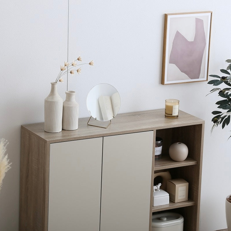 ナチュラルバイカラー縦開きキャビネット