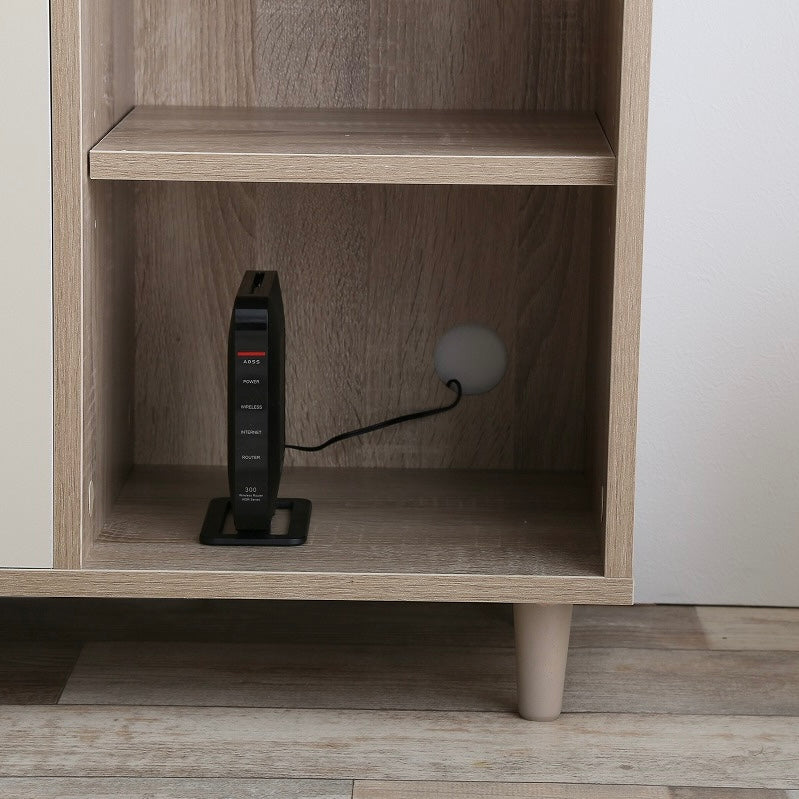 ナチュラルバイカラー縦開きキャビネット