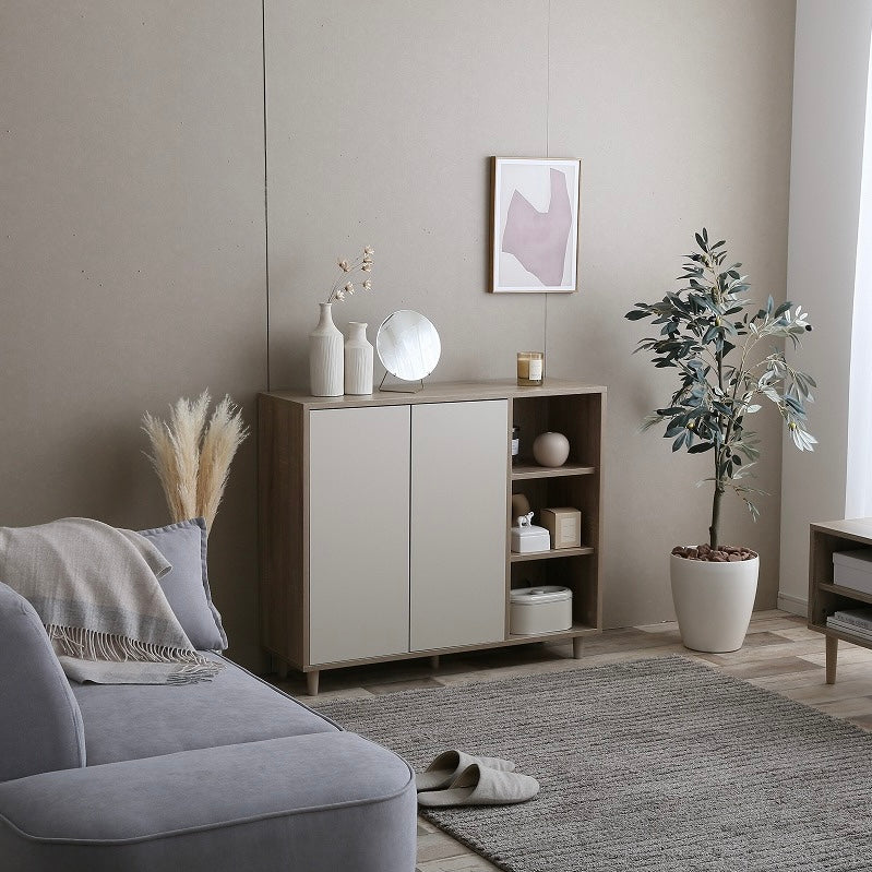 ナチュラルバイカラー縦開きキャビネット