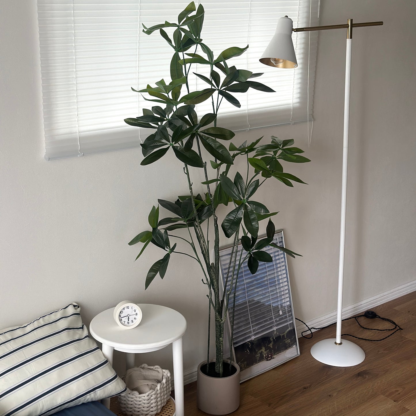 パキラのフェイクグリーンを部屋に置いている様子