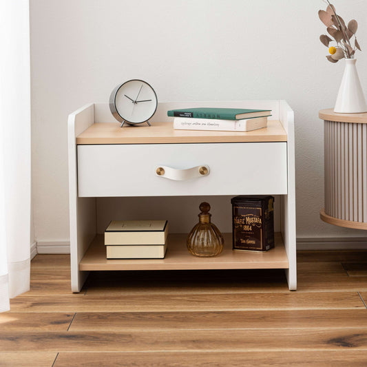 レザー調取っ手付きサイドチェスト