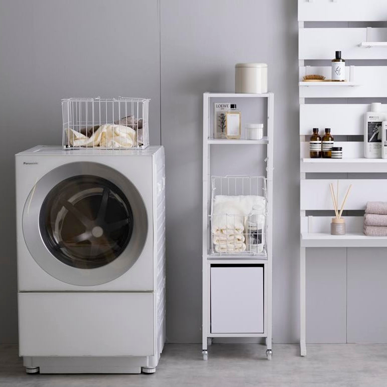 収納ラック付きランドリーワゴン