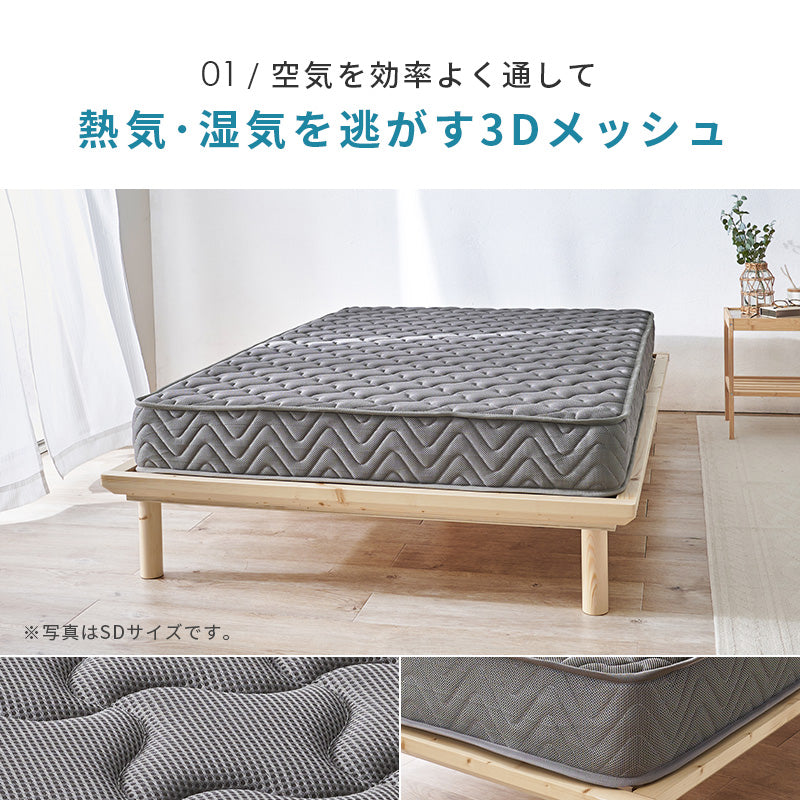 グレーのポケットコイルマットレスの説明