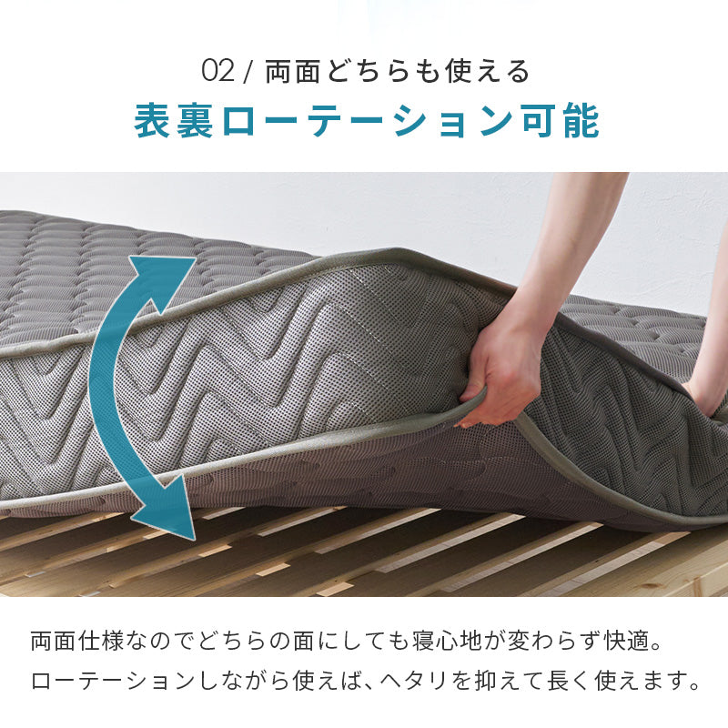 グレーのポケットコイルマットレスの説明