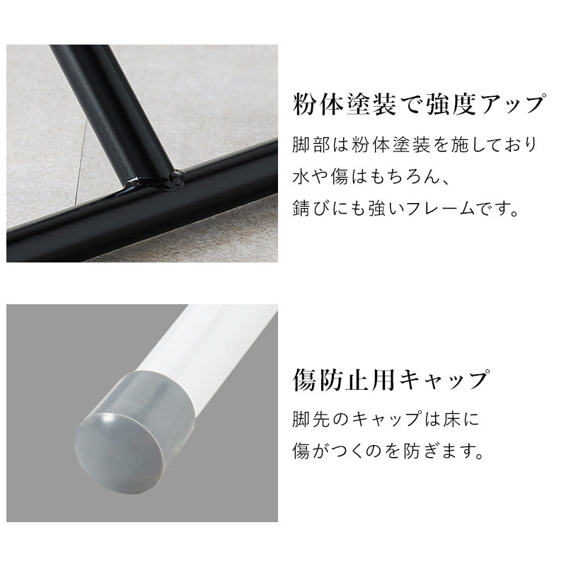 折り畳みリフティングテーブルの黒い粉体塗装メタルフレームとグレーの保護キャップ付き脚部