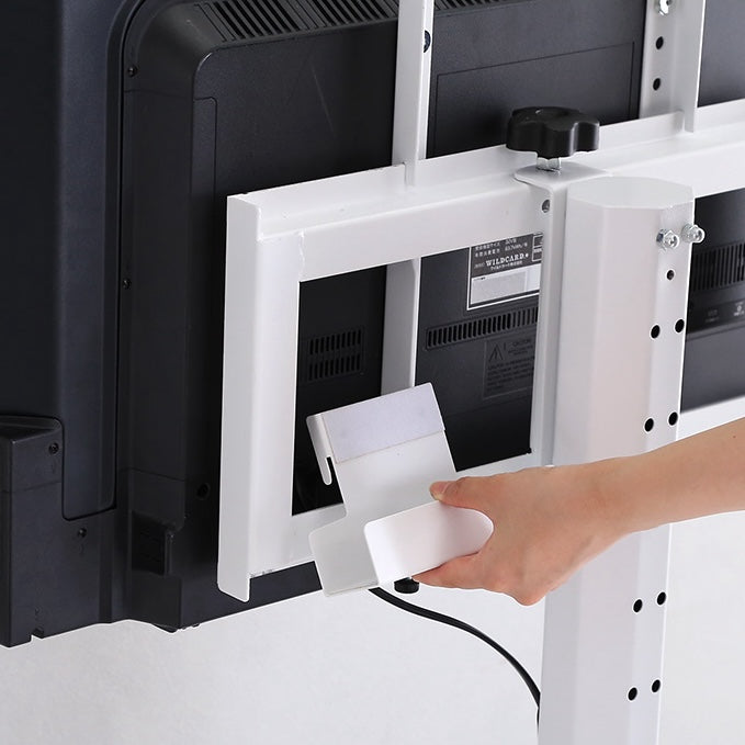 ホワイトのシンプルなテレビスタンドの背面