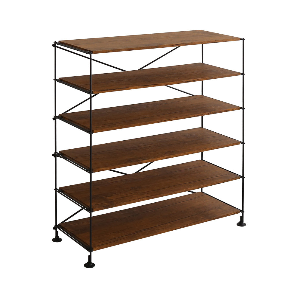 木目調シューズラック6段