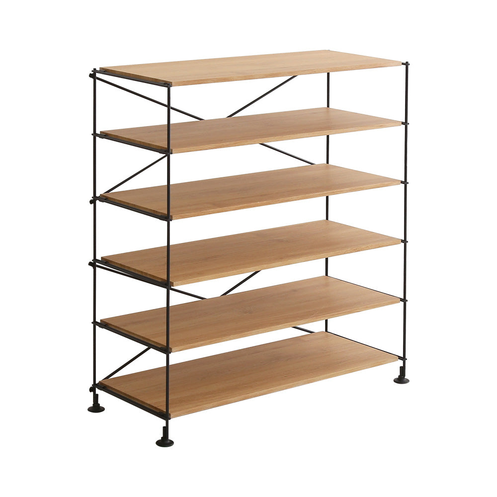 木目調シューズラック6段